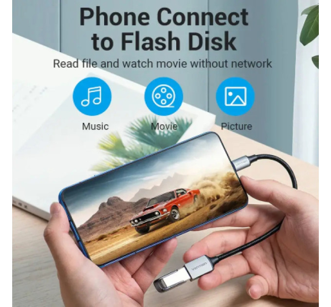 Vention Перехідник USB 3.0 Type-C to USB AF (OTG) 0.15m Aluminum Alloy Vention (CCXHB)
