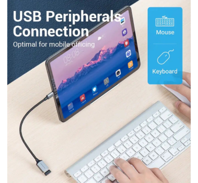 Vention Перехідник USB 3.0 Type-C to USB AF (OTG) 0.15m Aluminum Alloy Vention (CCXHB)
