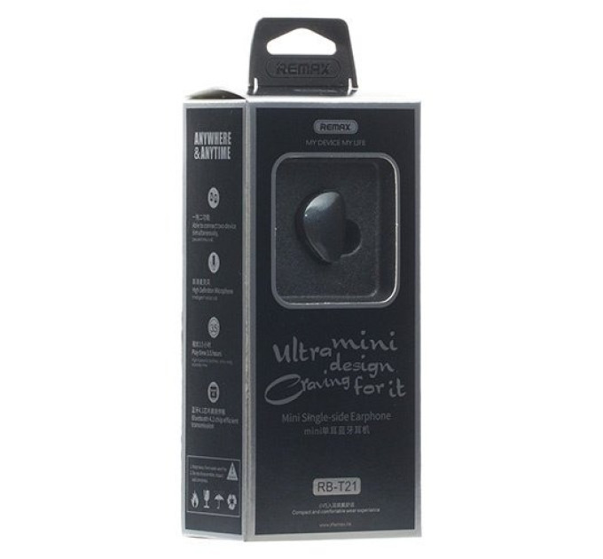 Remax Bluetooth-гарнітура Remax RB-T21 Black (6954851287919)