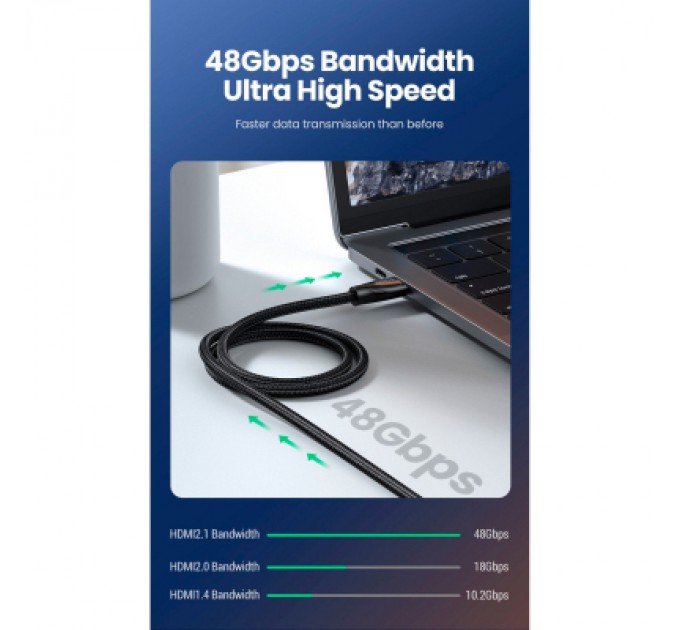 Ugreen Кабель мультимедійний HDMI M to HDMI M 5.0m braided HD140 black Ugreen (80405)