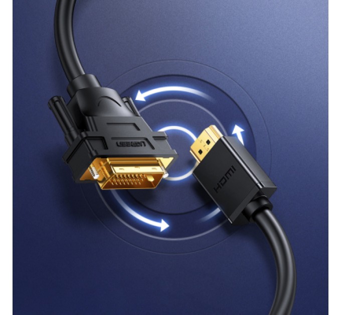 Ugreen Кабель мультимедійний HDMI M to DVI M 1.0m HD106 black Ugreen (30116)