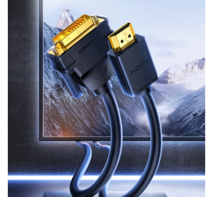 Ugreen Кабель мультимедійний HDMI M to DVI M 1.0m HD106 black Ugreen (30116)
