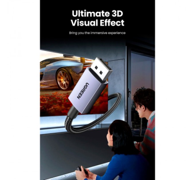 Ugreen Кабель мультимедійний DisplayPort M to DisplayPort M 1.0m 16K DP118 black Ugreen (15383)