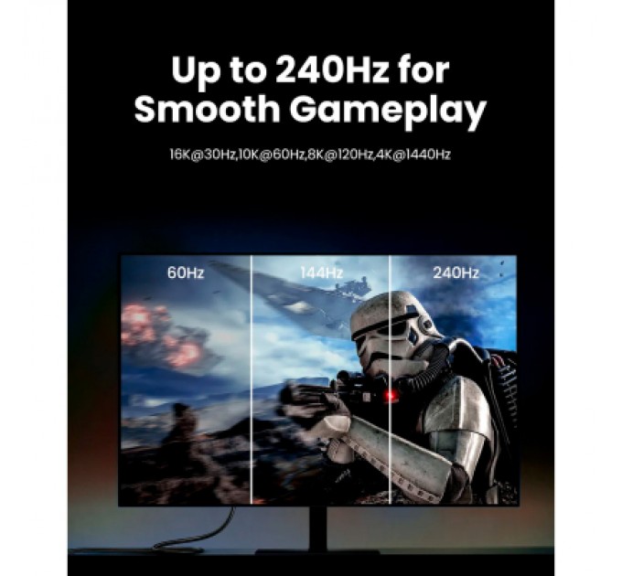 Ugreen Кабель мультимедійний DisplayPort M to DisplayPort M 1.0m 16K DP118 black Ugreen (15383)