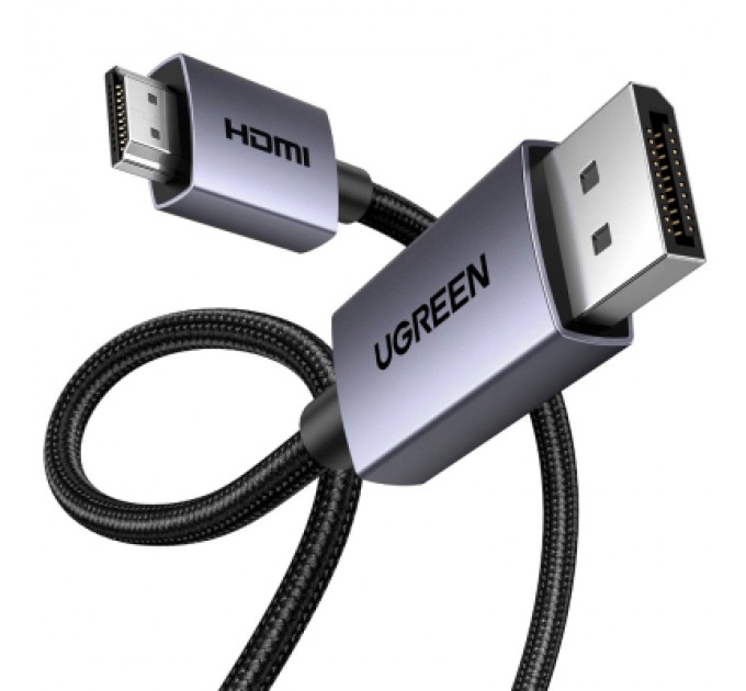 Ugreen Кабель мультимедійний DisplayPort M to HDMI M 2.0m V2.0 4K30Hz DP125 black Ugreen (35842)