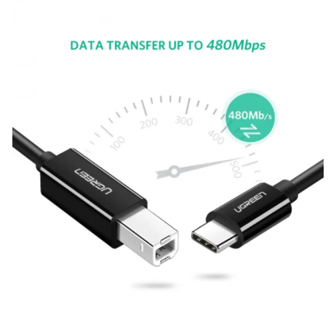 Ugreen Кабель для принтера USB-C 2.0 to BM 2.0m US241 black Ugreen (50446)