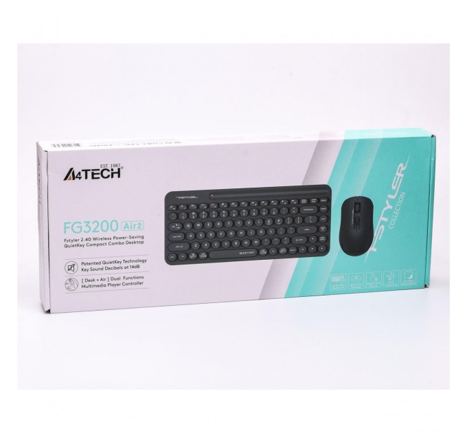 A4Tech Комплект (клавіатура, миша) бездротовий A4Tech FG3200 Air2 Grey