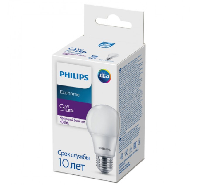 Philips Лампочка Philips Ecohome LED Bulb 9W 720lm E27 840 RCA (929002299017)