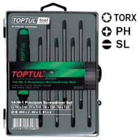 Набір викруток Toptul для точних робіт 14 в 1 (T5-T20,PH,SL) (GAAW0804) Набір викруток Toptul для точних робіт 14 в 1 (T5-T20,PH,SL) (GAAW0804)
