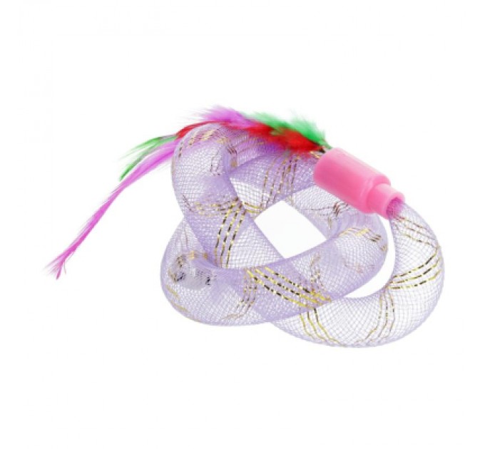 Hippie Pet Іграшка для котів Hippie Pet З пір'ям фіолетова 19 см (HIPCT22022V)