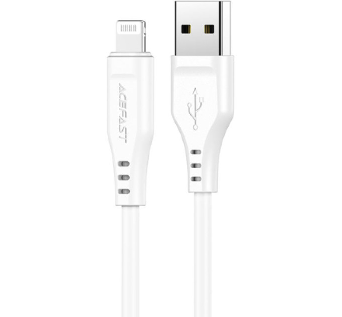 Acefast Дата кабель USB 2.0 AM to Lightning 1.2m 2.4A TPE C3-02 White Acefast (6974316280835)
