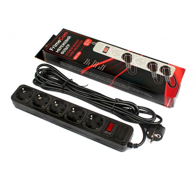 FrimeCom Фільтр живлення FrimeCom (FC-B4005W 4.5 B) 5 розеток, 4.5 м, чорний