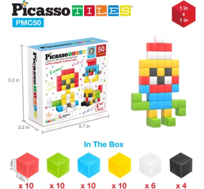 Picasso Конструктор Picasso магнітний Tiles Building Cubes 50 деталей (817338023645)