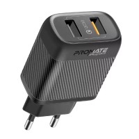 Зарядний пристрій Promate biplug-qc3.eu-bk