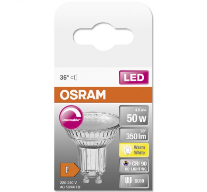 Osram Лампочка Osram LED PAR16 DIM 50 36 4,5W/927 230V GU10 (4058075797888)