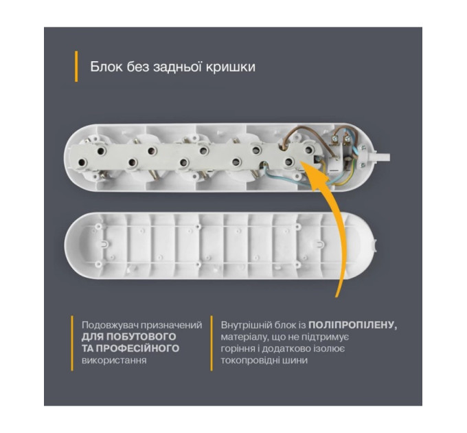Electrum Подовжувач блоковий (PP) Electrum 5 розеток 3м із вимикачем та 2 Type-C + USB C-ES-1991