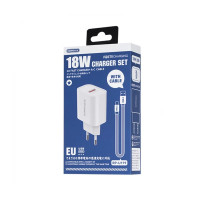 Мережевий зарядний пристрій Remax Kiddy Series 18W White (1USB 2.1 А) + кабель USB Type-C