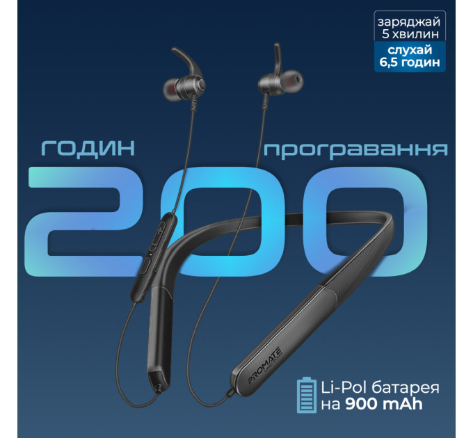 Promate Bluetooth-гарнітура Promate Leap-200h Black