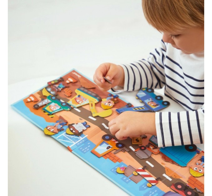 Janod Розвиваюча іграшка Janod Магнітні історії Будівельний майданчик 30 елементів (J05454)