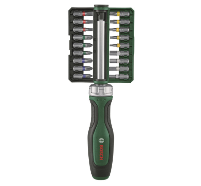 Bosch Набір викруток Bosch з тріскачкою, 18 біт, 225мм, сталь CrV (1.600.A02.Z9A)