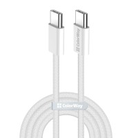 Дата кабель USB-C to USB-C 2.0m (braided cotton) (PD Fast Charging 60W) 3.0А grey ColorWay (CW-CBPDCC068-GR)
