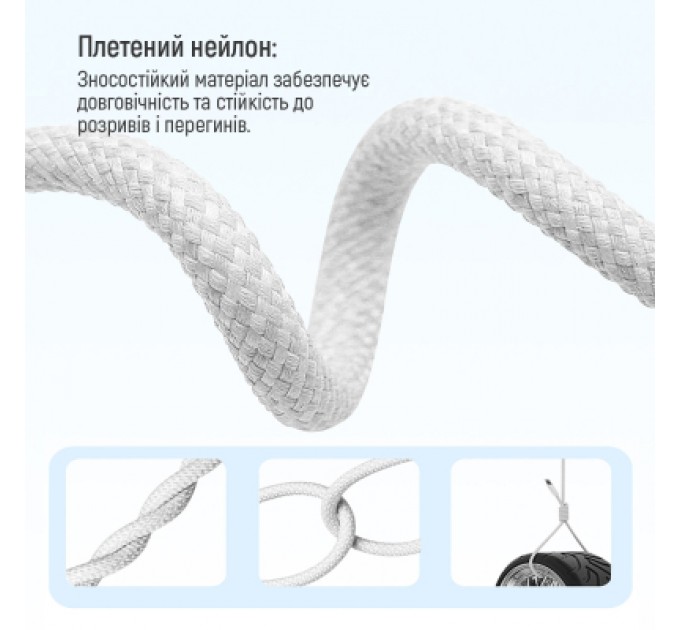 ColorWay Дата кабель USB-C to USB-C 2.0m (braided cotton) (PD Fast Charging 60W) 3.0А grey ColorWay (CW-CBPDCC068-GR)