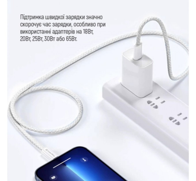 ColorWay Дата кабель USB-C to USB-C 2.0m (braided cotton) (PD Fast Charging 60W) 3.0А grey ColorWay (CW-CBPDCC068-GR)