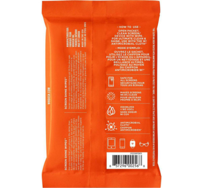 Whoosh! Серветки Whoosh! Screen Shine 20 WIPES 10х7cm + 1microfiber 14х14cm (1FG20WPENFR)