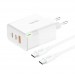 Foneng Сетевое зарядное устройство Foneng GAN65 USB-A 2xUSB-C GaN 65W White + кабель USB-C