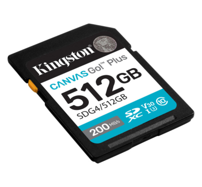 Kingston Карта пам'яті Kingston 512GB SDXC сlass 10 UHS-I U3 V30 Canvas Go Plus G4 (SDG4/512GB)