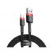 Baseus Дата кабель USB 2.0 AM to Lightning 0.5m Cafule 2.4A red+black Baseus (CALKLF-A19)