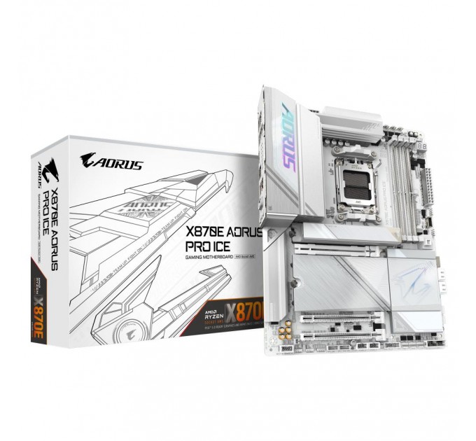 GIGABYTE Материнська плата AMD X870E SAM5 ATX X870E AORUS PRO ICE GIGABYTE