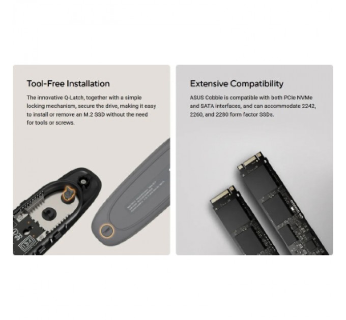 ASUS Кишеня зовнішня ASUS SSD PCIe NVMe M.2 2230/2242/2260/2280 USB Type-C 3.2 Gen 2x1 black (90DD02R0-M09000)