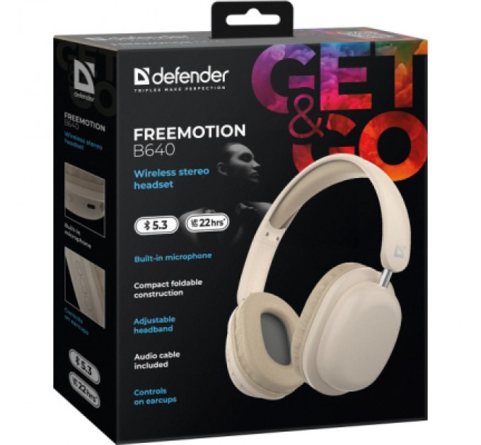 Defender Навушники Defender FreeMotion B640 Bluetooth Beige (63642)