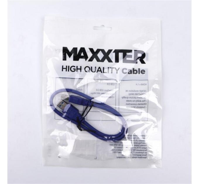 Maxxter Кабель Maxxter (U-AMAM3-0.5m) USB3.0 - USB3.0, 0.5м, синій