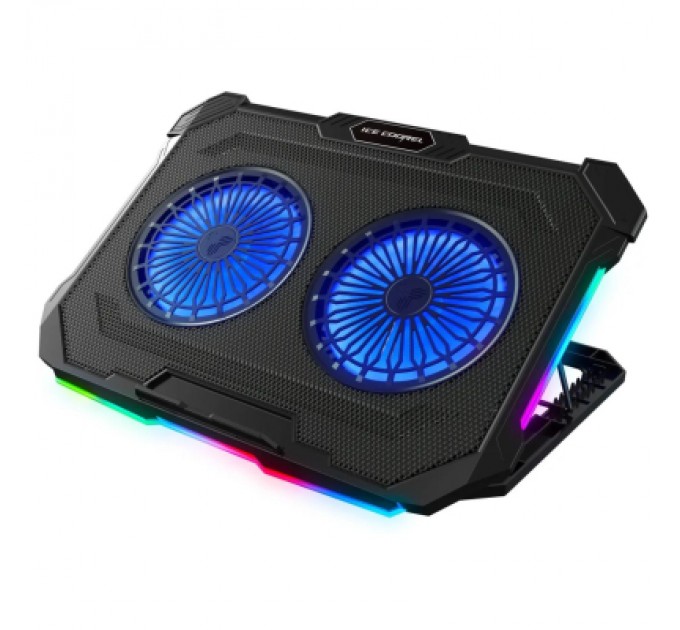 IceCoorel Підставка до ноутбука IceCoorel 10-17", 2*125mm 1200 RPM, 2*USB, 415x293x26.5mm, RGB (F8)