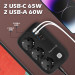 ColorWay Фільтр живлення ColorWay CW-CHE34PDB GaN3 Pro PD 65W (2USB-A + 2 TYPE-C) 3 розетки, 4 USB, 2 м, чорний