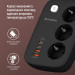 ColorWay Фільтр живлення ColorWay CW-CHE34PDB GaN3 Pro PD 65W (2USB-A + 2 TYPE-C) 3 розетки, 4 USB, 2 м, чорний