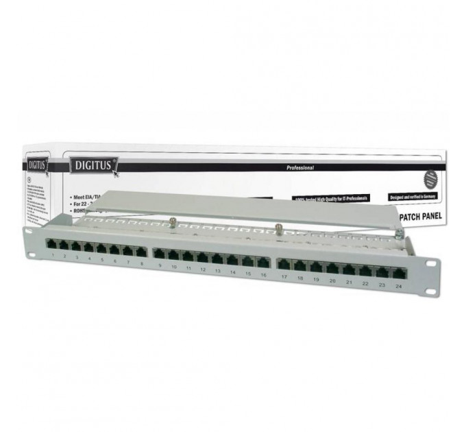 Патч-панель 19" 1U 24 порти 5e FTP в зборі Digitus (DN-91524S)