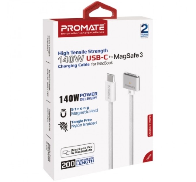 Promate Дата кабель USB-C to MagSafe 3 magcord-140pd.white Promate (magcord-140pd.white)