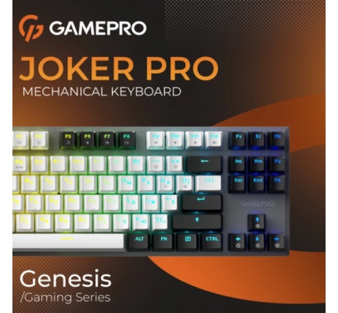 GamePro Клавіатура GamePro Genesis Joker Pro MK124G Pro Outemu Red Switch Wireless/Bluetooth/USB UA Gray (MK124G Pro)
