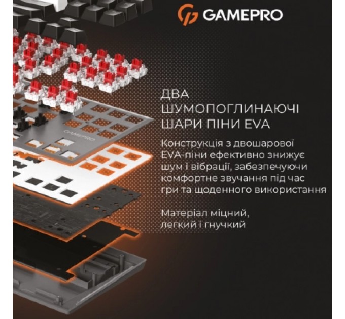GamePro Клавіатура GamePro Genesis Joker MK124G Outemu Red Switch USB UA Gray (MK124G)