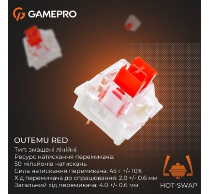 GamePro Клавіатура GamePro Genesis Joker MK124G Outemu Red Switch USB UA Gray (MK124G)