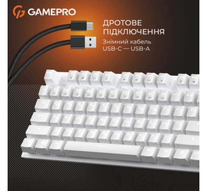 GamePro Клавіатура GamePro Genesis Joker MK124W Outemu Red Switch USB UA White (MK124W)