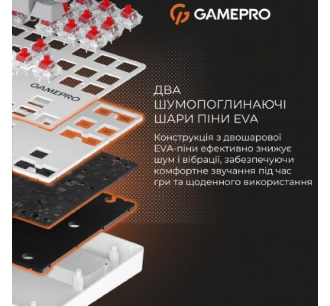 GamePro Клавіатура GamePro Genesis Metallic MK110W Outemu Red Switch USB UA White (MK110W)