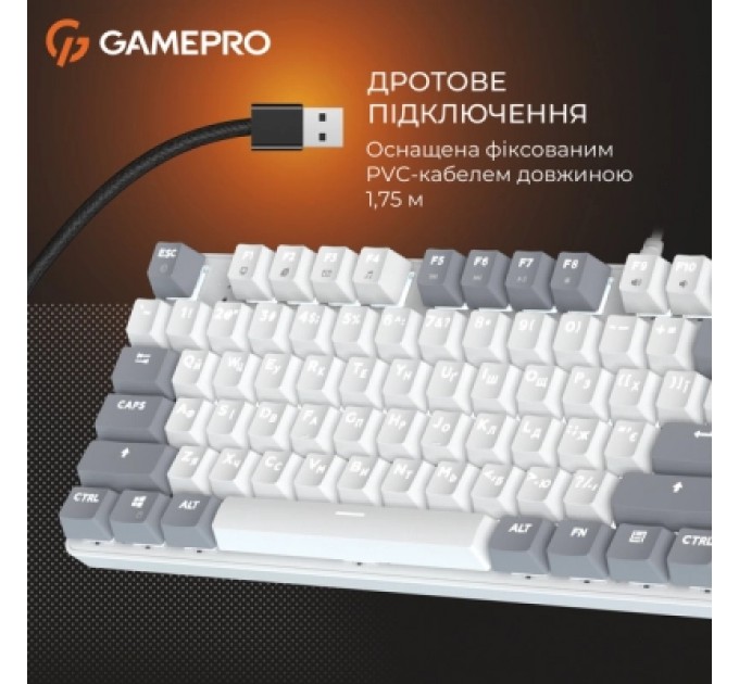 GamePro Клавіатура GamePro Genesis Metallic MK110W Outemu Red Switch USB UA White (MK110W)