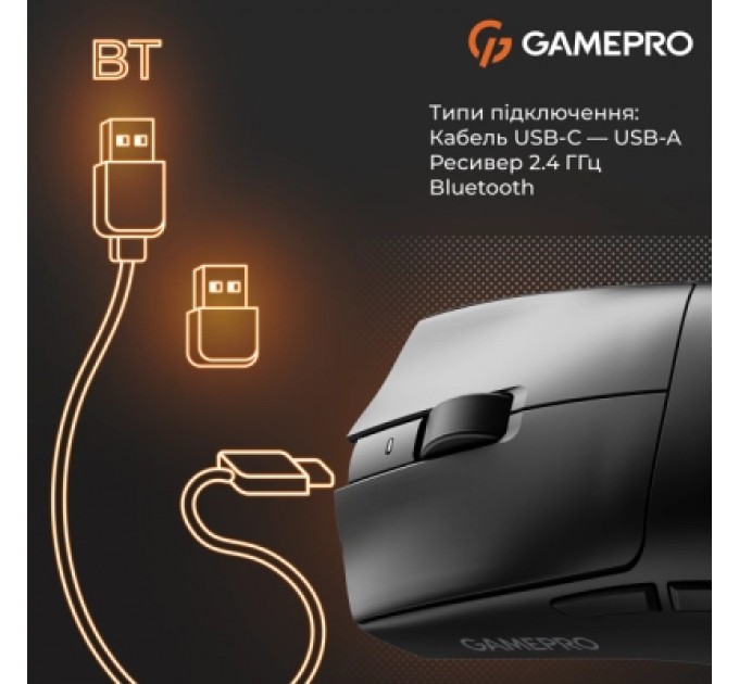 GamePro Мишка GamePro Genesis Wizard Wireless/Bluetooth/USB Black (GM160B)