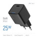 ColorWay Мережевий зарядний пристрій ColorWay GaN Mini 25W PD Port PPS USB-C Black (CW-CHS052PD-BK)