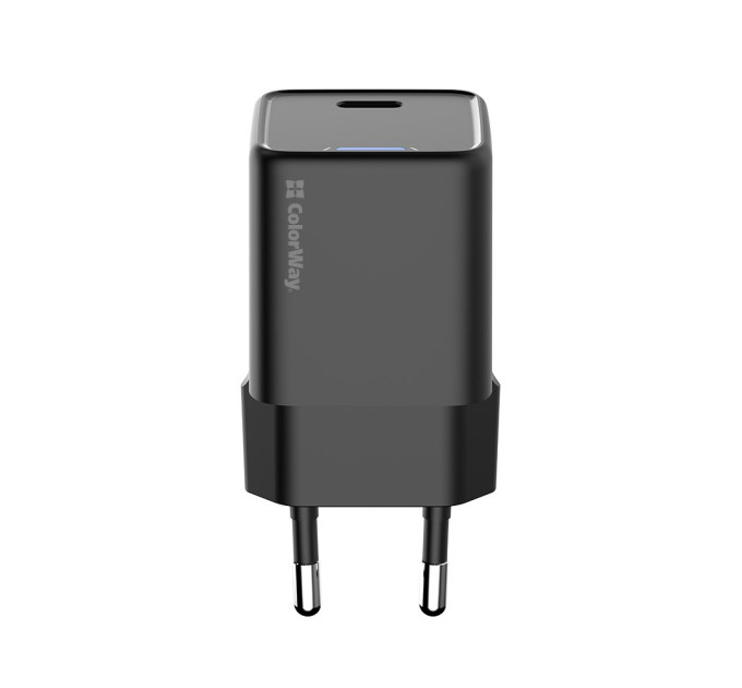 ColorWay Мережевий зарядний пристрій ColorWay GaN Mini 25W PD Port PPS USB-C Black (CW-CHS052PD-BK)