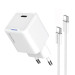 ColorWay Мережевий зарядний пристрій ColorWay GaN Mini 25W PD Port PPS USB-C White (CW-CHS052PDC-WT) + кабель USB Type-C